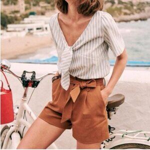 Sézane - Lucas Shorts, Coffee, Size US 6, FR 38